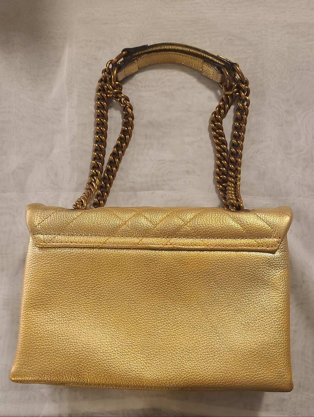 Authentic Kurt Geiger "the Brixton" Metallic Gold Quilted Leather Shoulder Bag - Picture 2 of 13